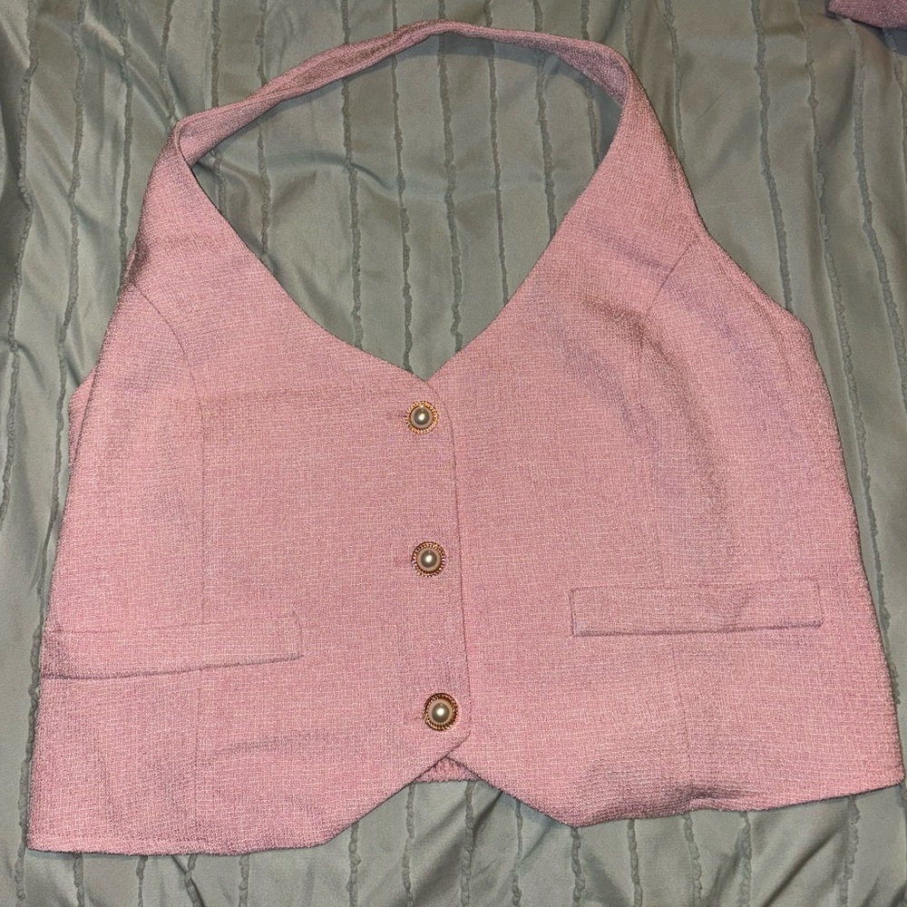 Cider Pink Knit Top with Gold Accents